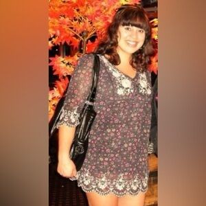 Vintage embroidered floral tunic/mini dress